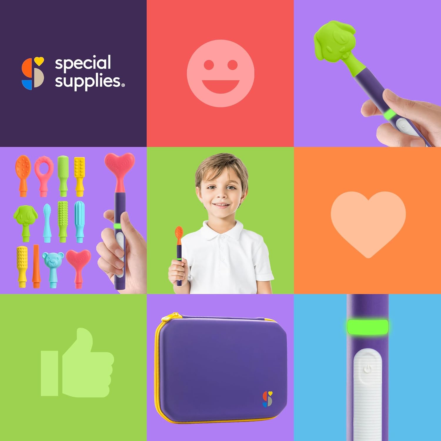 Special Supplies Buzz Buddy Oral Motor Stimulation Kit with Interchangeable Soft Heads


