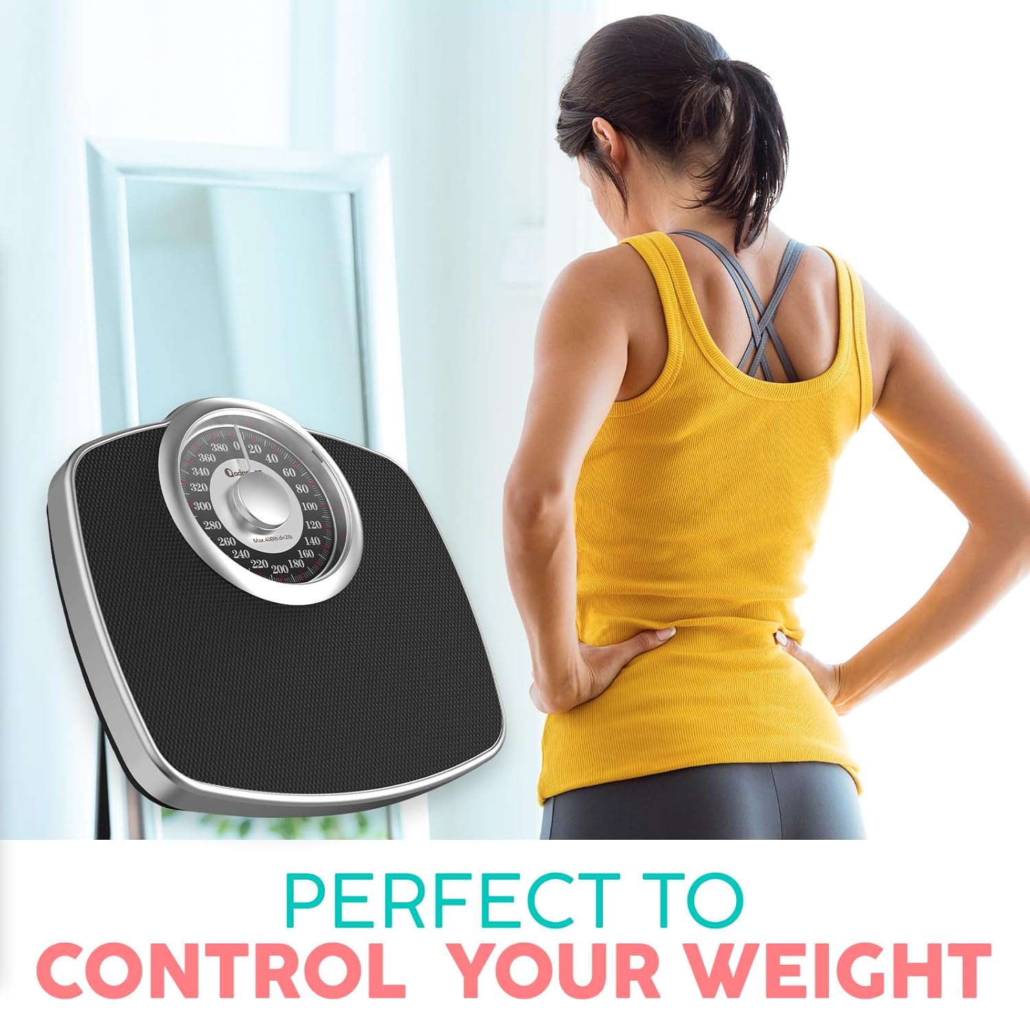 Adamson A25 Analog Body Weight Scale, Up to 400 Pounds, 5.3" Dial, Anti-Skid

