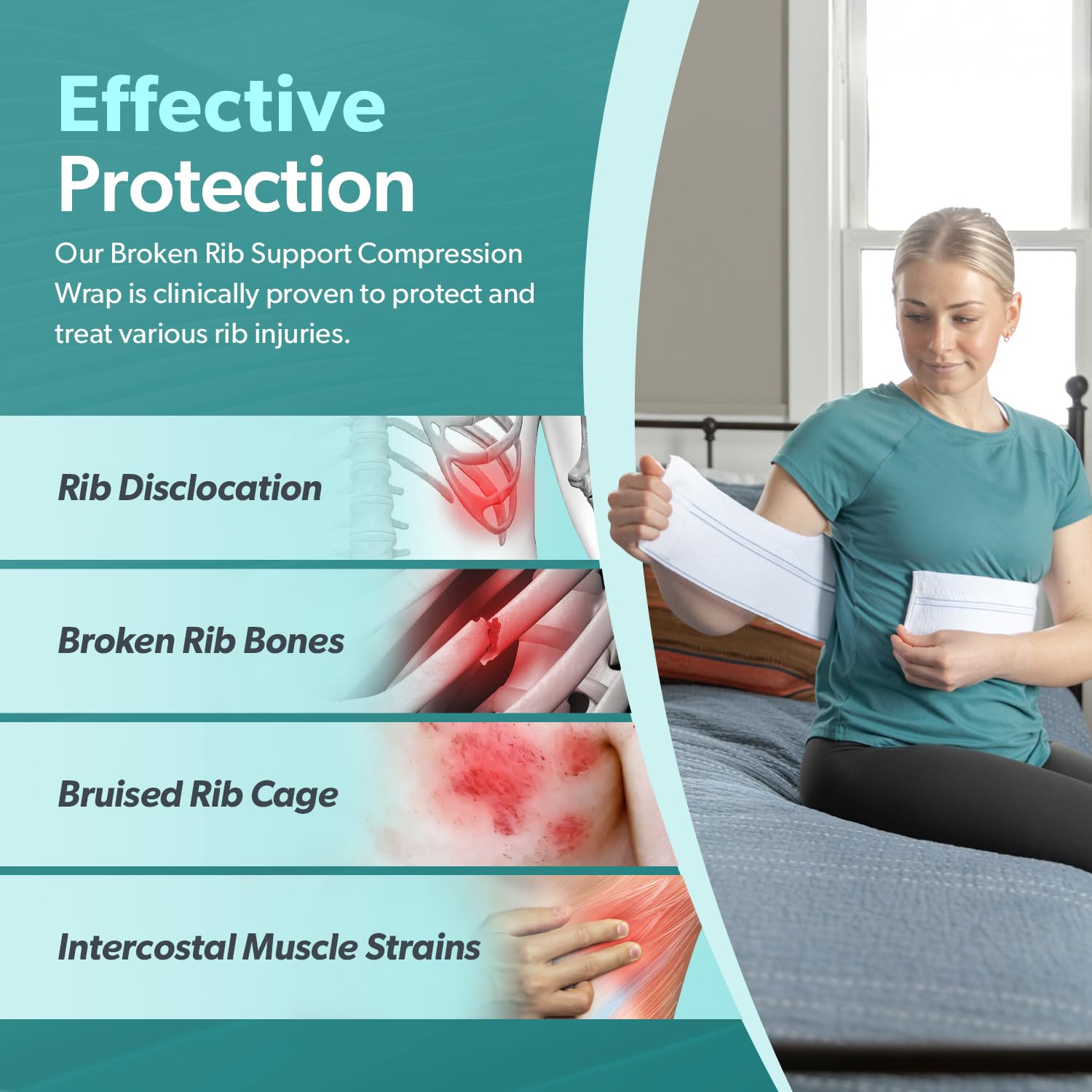 BraceAbility Broken Rib Brace Rib Protector Compression Wrap Chest Support Belt


