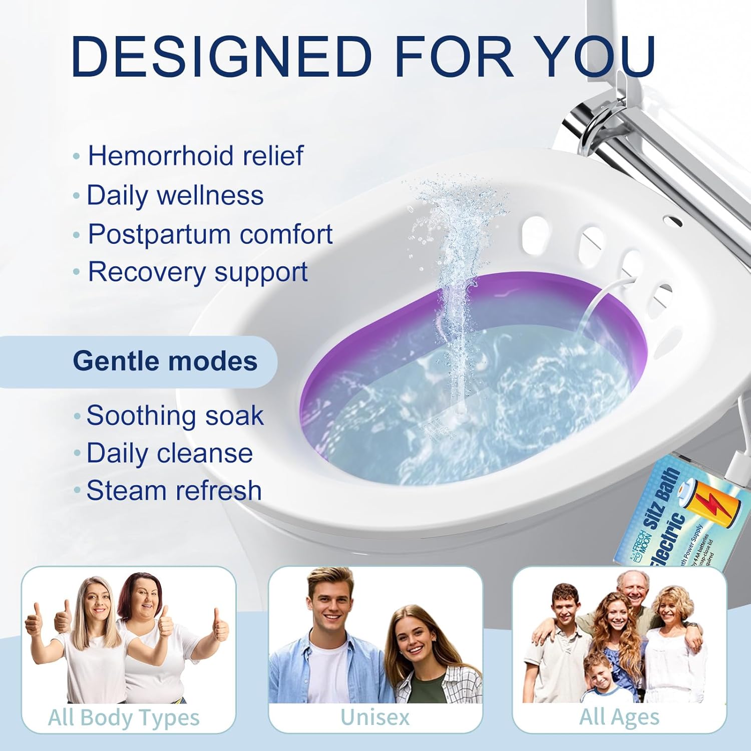 Electric Sitz Bath for Toilet Seat, Hemorrhoids and Postpartum Perineal Soak

