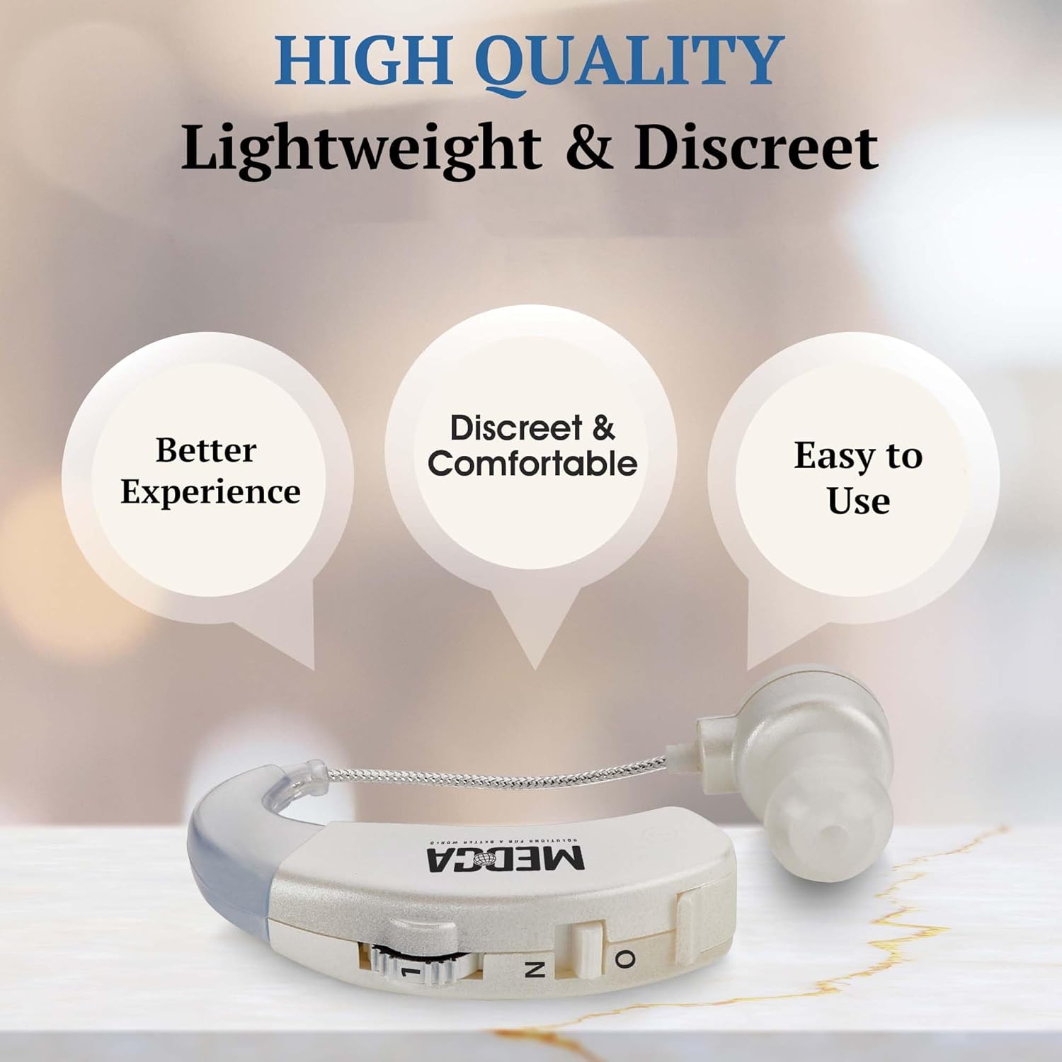 MEDca Behind the Ear Digital Sound Amplifier (BTE) with Noise Reduction & Volume


