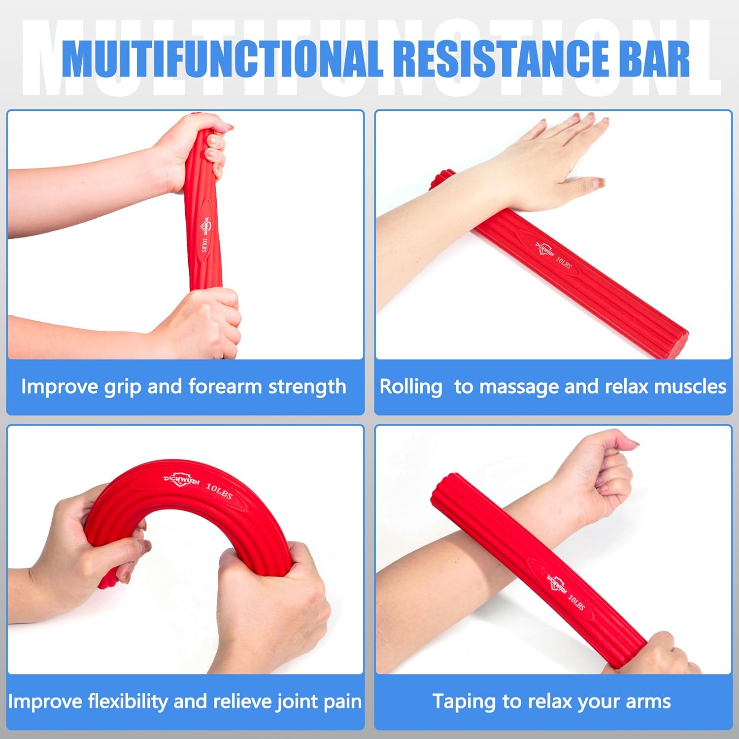 DICYWUDI Flex Therapy Bar Grip Strength Trainer for Wrist and Forearm Pain

