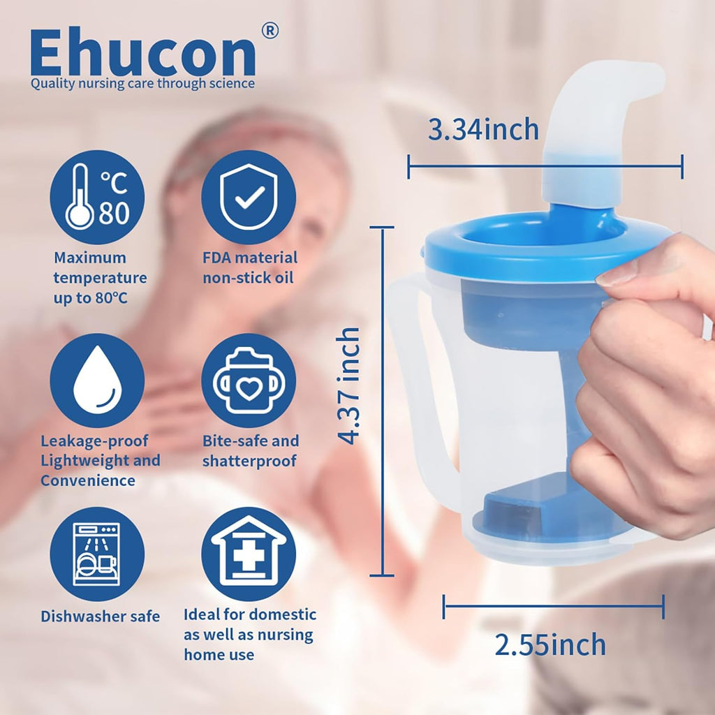 Ehucon Dysphagia Limited Flow Drinking Cup with Lid Slot, 5cc/10cc Inserts

