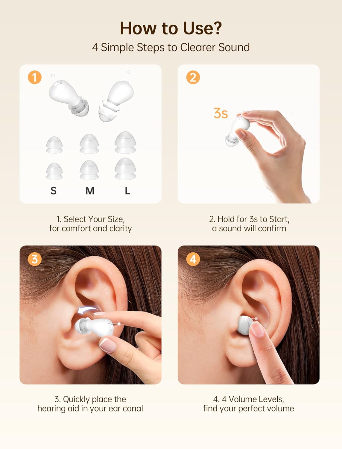 BIGPROT OTC Rechargeable Invisible Hearing Aids with Charging Case and AI Noise Cancellation

