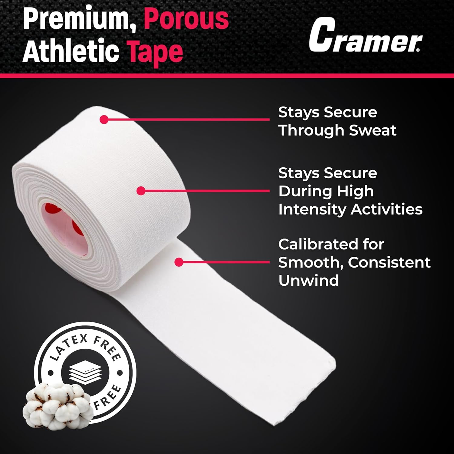 Cramer 950 Premium Athletic Tape, Breathable Cotton, Latex-Free Adhesive, 1.5in x 15yd

