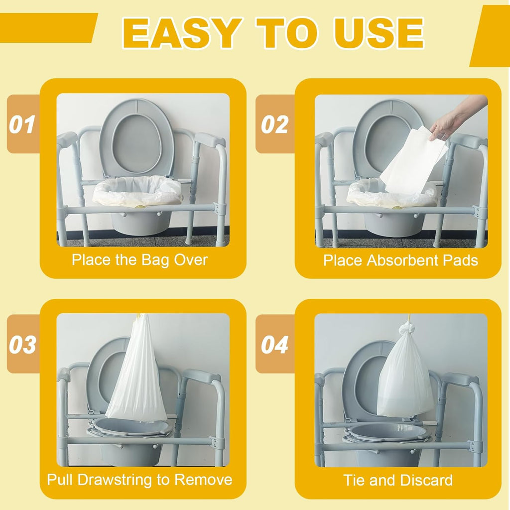 Bedside commode liner system with absorbent layers for leak control

