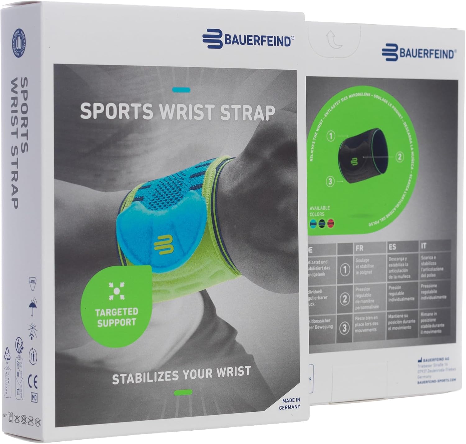 Bauerfeind Sports Wrist Strap Wrist Compression Support, Adjustable 3D AirKnit Brace

