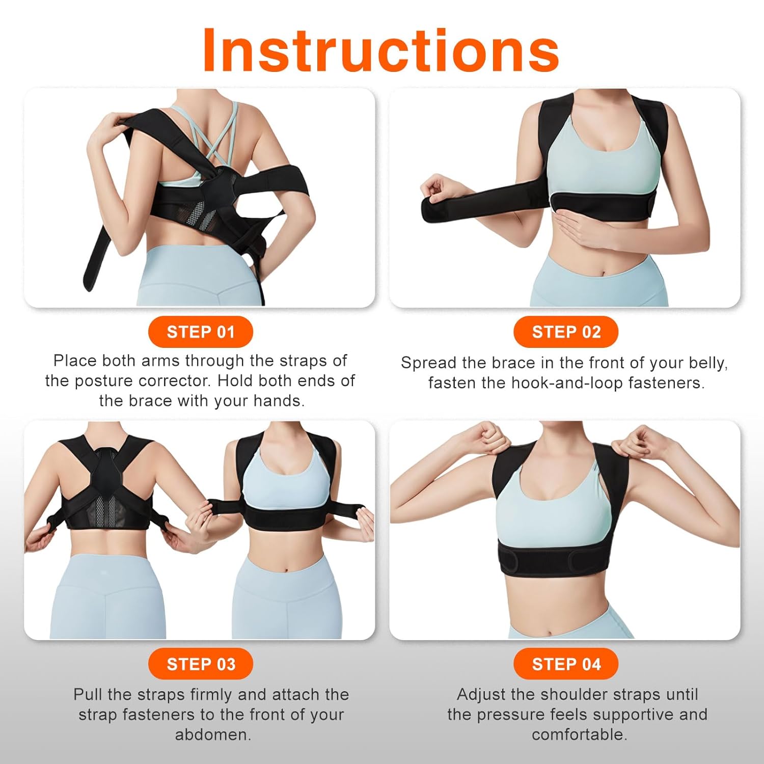 Women’s Posture Corrector Adjustable Back Straightener Breathable Back Brace


