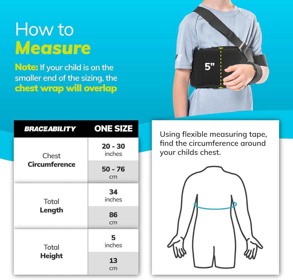 BraceAbility Pediatric Shoulder Immobilizer Arm Sling for Collarbone & Shoulder Injuries

