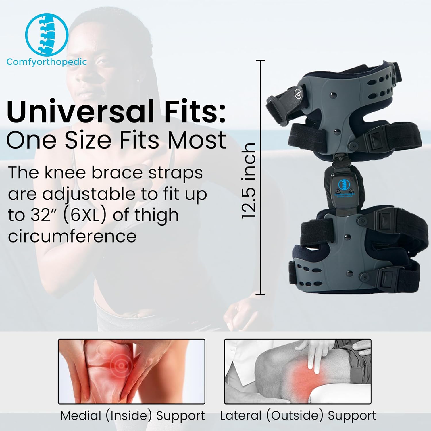 Comfyorthopedic Single-Sided OA Knee Unloader Brace for Men and Women

