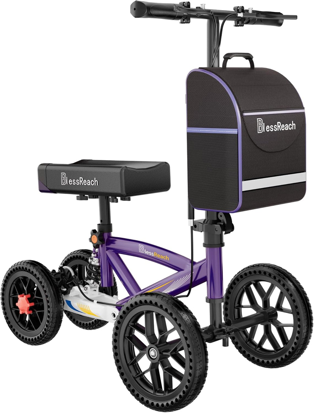 BlessReach All Terrain Foldable Knee Scooter Walker with Disc Brake, Compact Crutch Alternative

