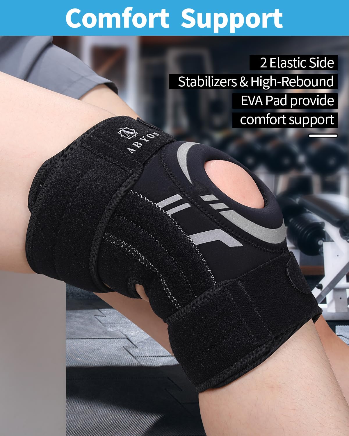 ABYON Adjustable Knee Brace with Neoprene Patella Gel Pad and Side Springs

