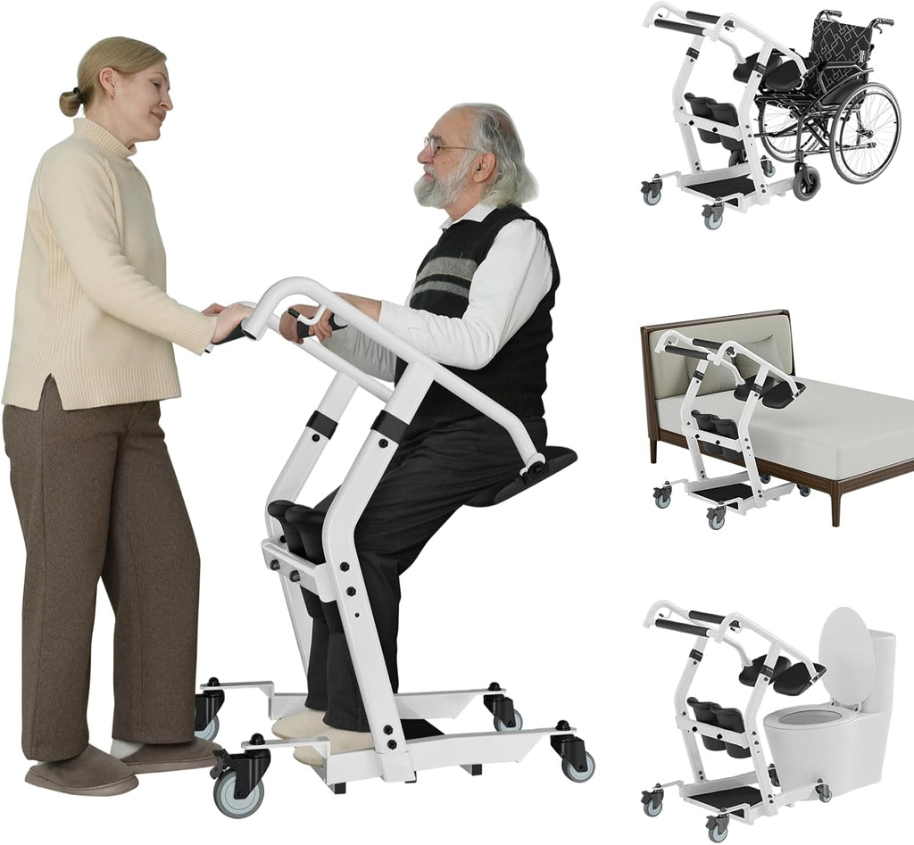 VOCIC Sit to Stand Lift Transfer Assist Chair with Wheels and Safety Lock Brakes

