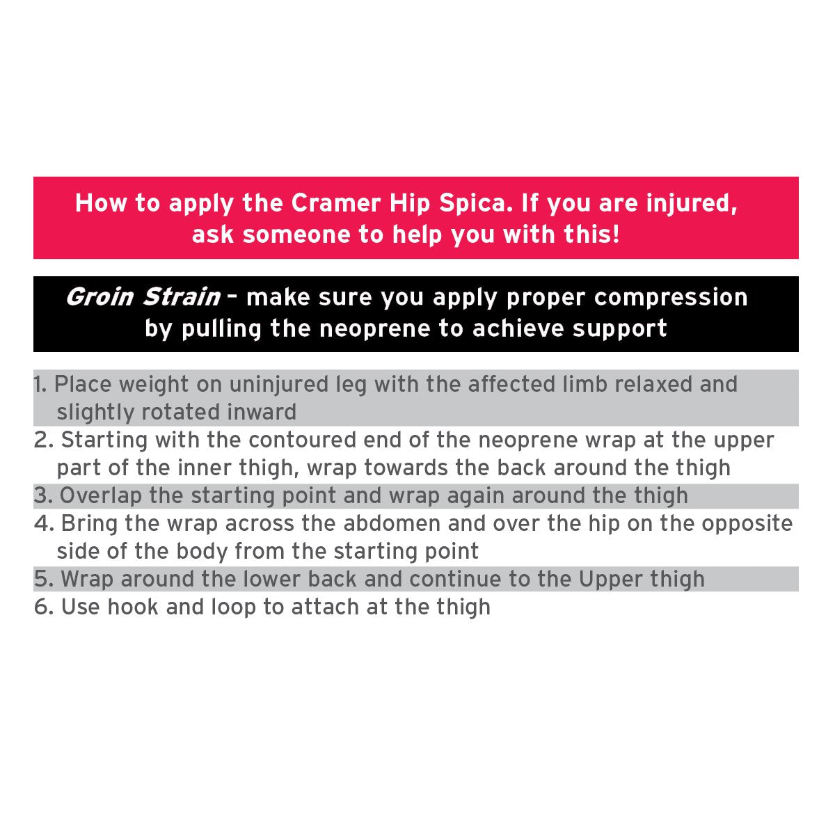 Cramer Groin Hip Spica Support Adjustable Neoprene Compression Wrap for Strains

