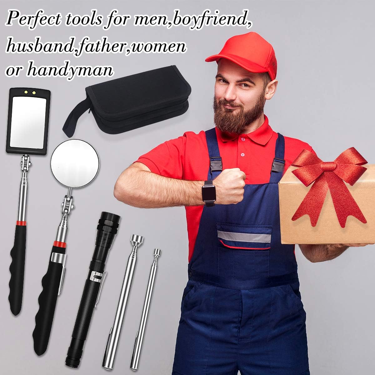 Magnetic Pickup Tool Kit with Telescoping LED Flashlight and Inspection Mirrors

