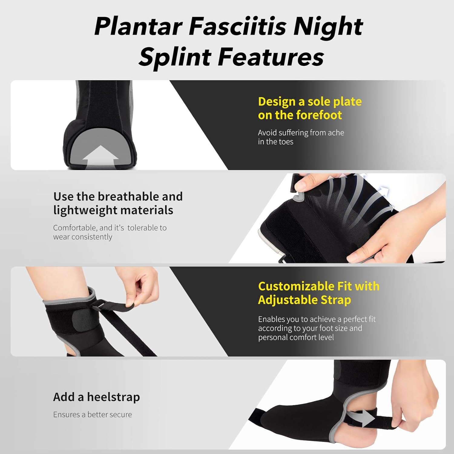 Plantar Fasciitis Night Splint Sock with Massage Ball for Heel Pain Relief

