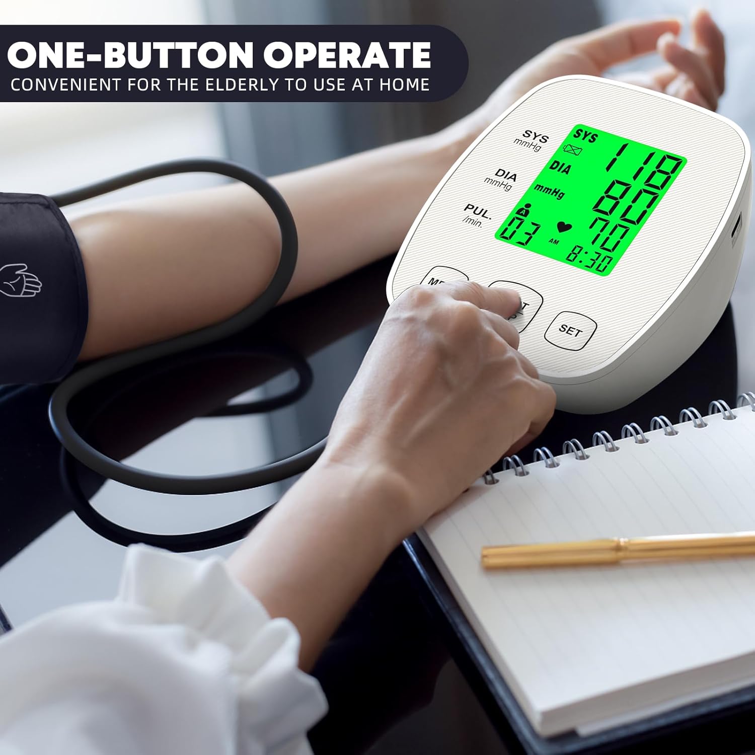 Arm Blood Pressure Monitor with 2 Arm Wraps, Pediatric/Adult Size Range

