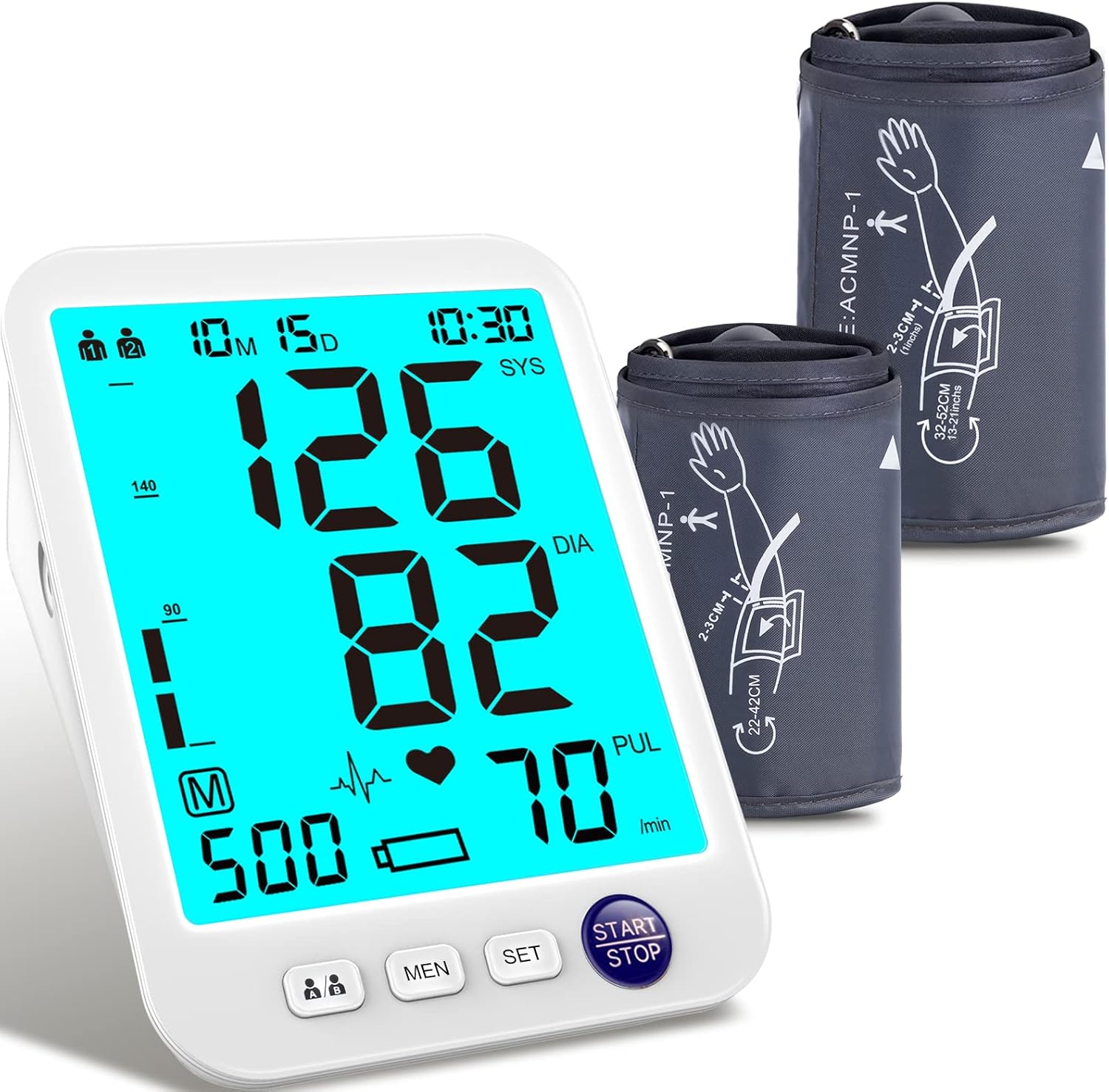 Automatic Blood Pressure Monitor with Extra Large Backlit LCD and XL Cuff

