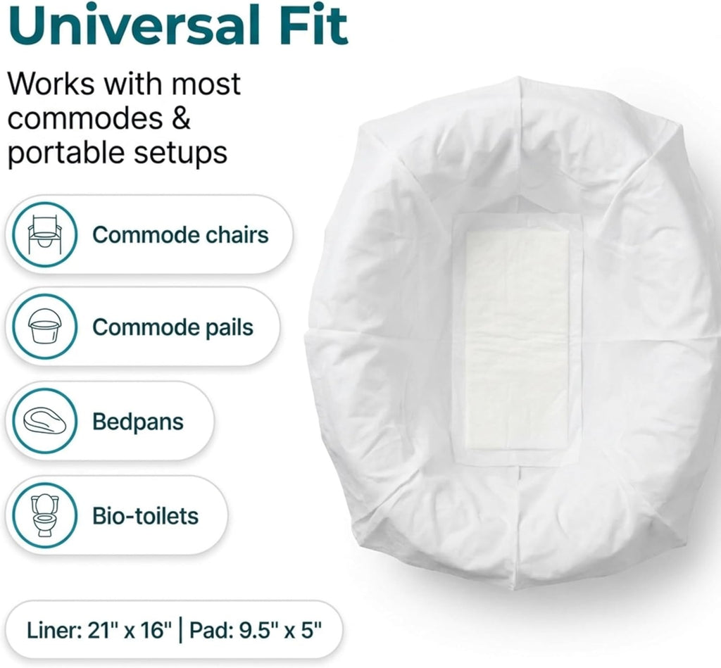 Adult Commode Liners Disposable Absorbent Drawstring Toilet Bags for Bedside Potty

