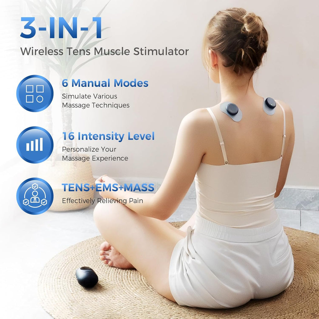 KingPavonini Wireless TENS EMS Unit Dual Channel Muscle Stimulator Rechargeable

