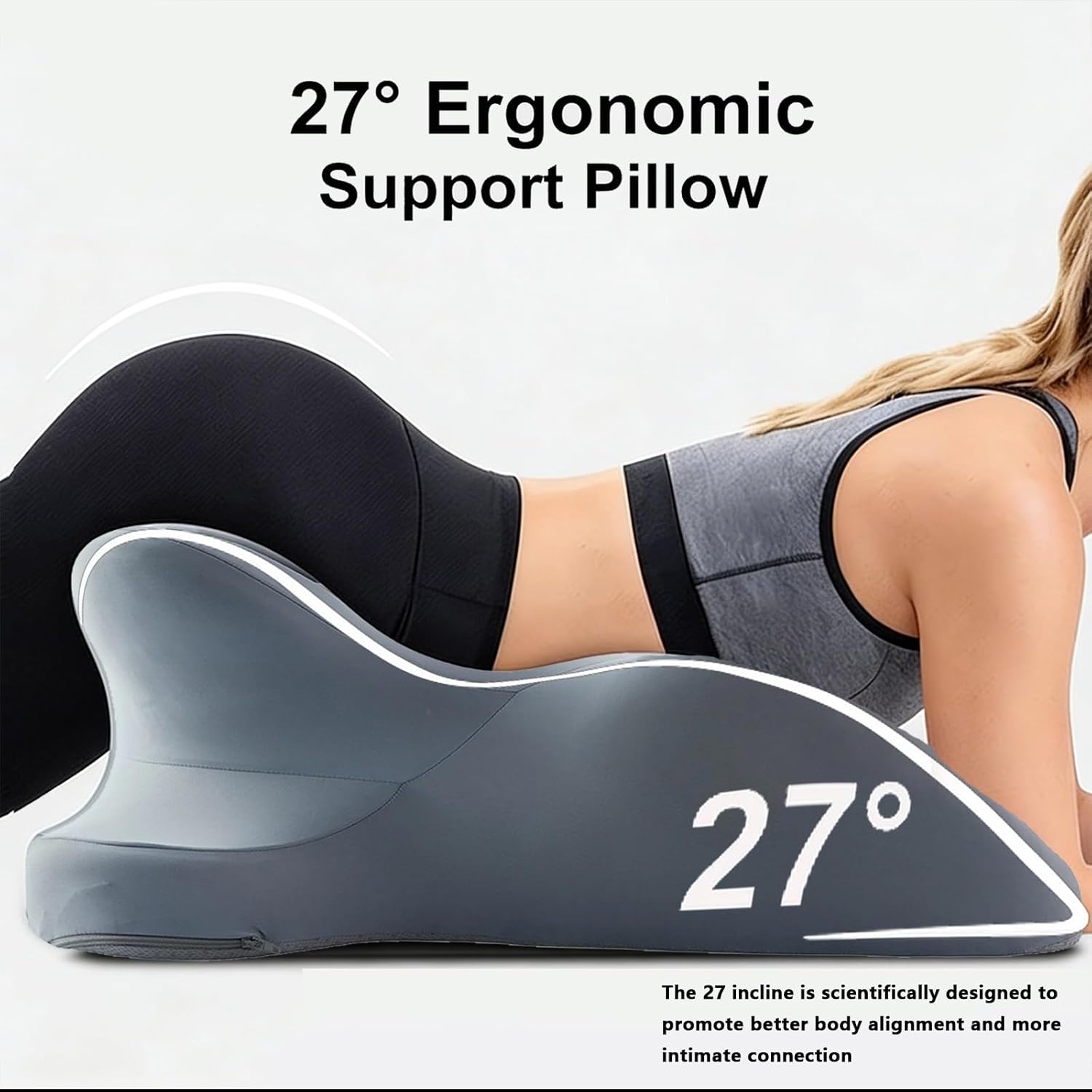 RSN Ergonomic Memory Foam Wedge Pillow, 27° Angled Support for Neck, Back

