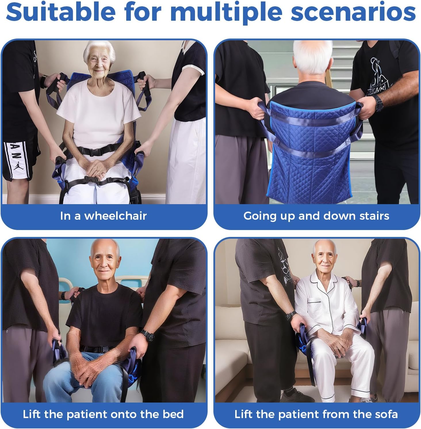 Heavy-Duty Wheelchair Transfer Pad 260 lb Capacity Oxford Fabric, 8 Sponge Handles

