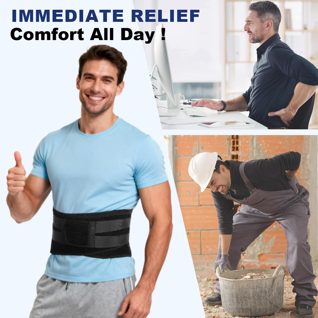 Wimssert Heavy Duty Back Brace Lumbar Support Belt with Metal Spine Panel

