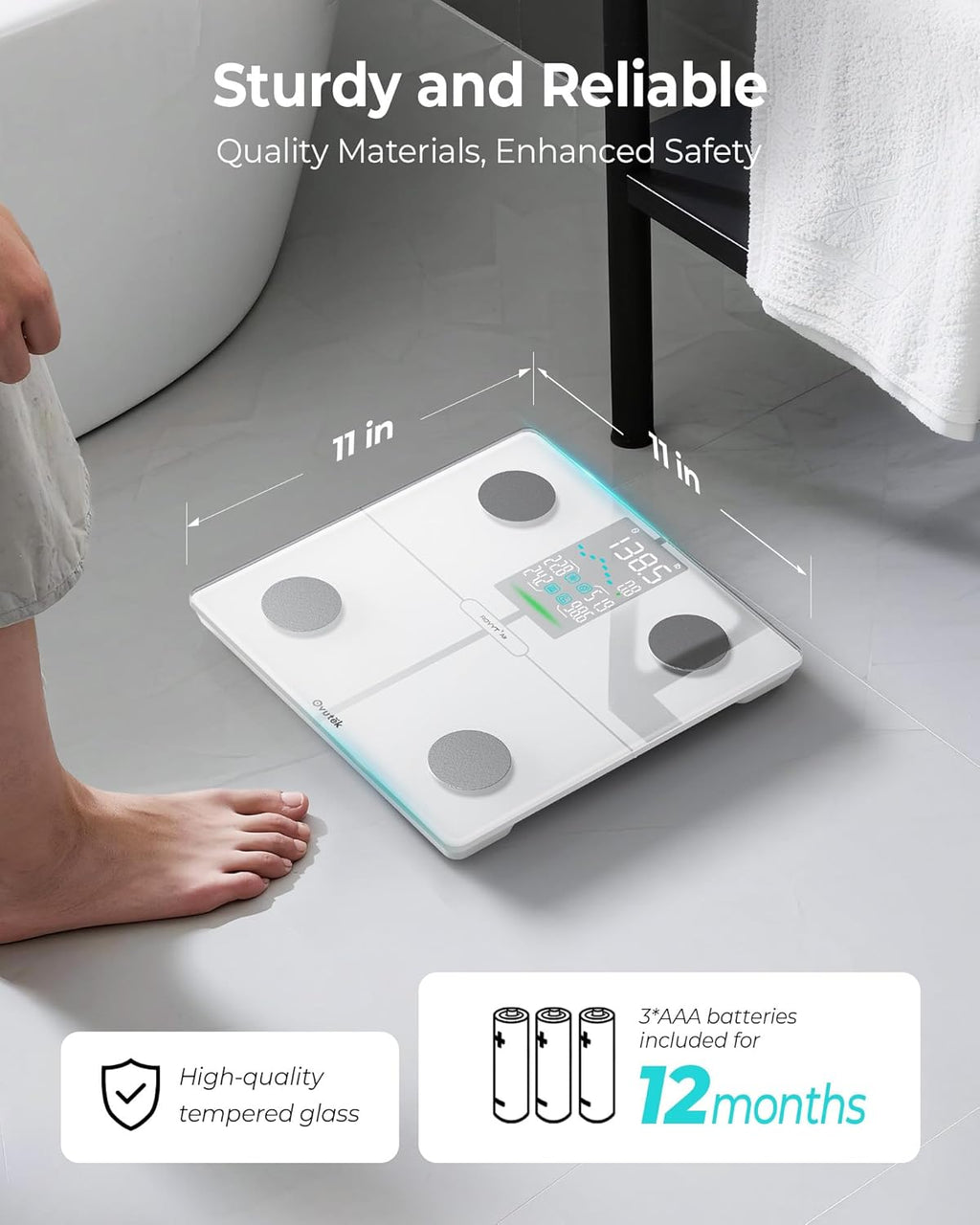 Ovutek Smart Body Fat Scale Digital Bathroom Scale with 13 Metrics, 0.05 lb Accuracy


