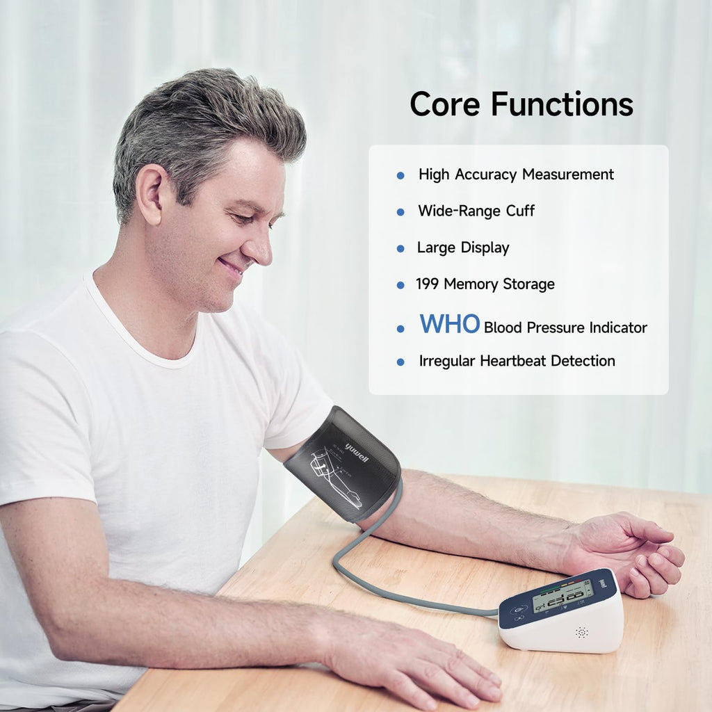 Yuwell Automatic Upper Arm Blood Pressure Monitor with Large Adjustable Cuff and 199 Memory


