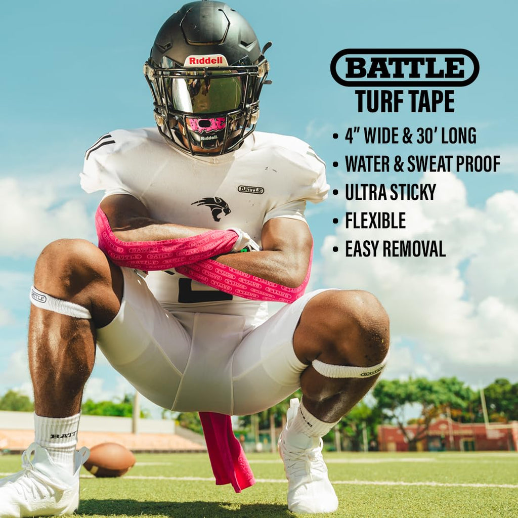 Battle Sports Waterproof Football Turf Tape, Extra Wide 4 in x 10 yd Roll

