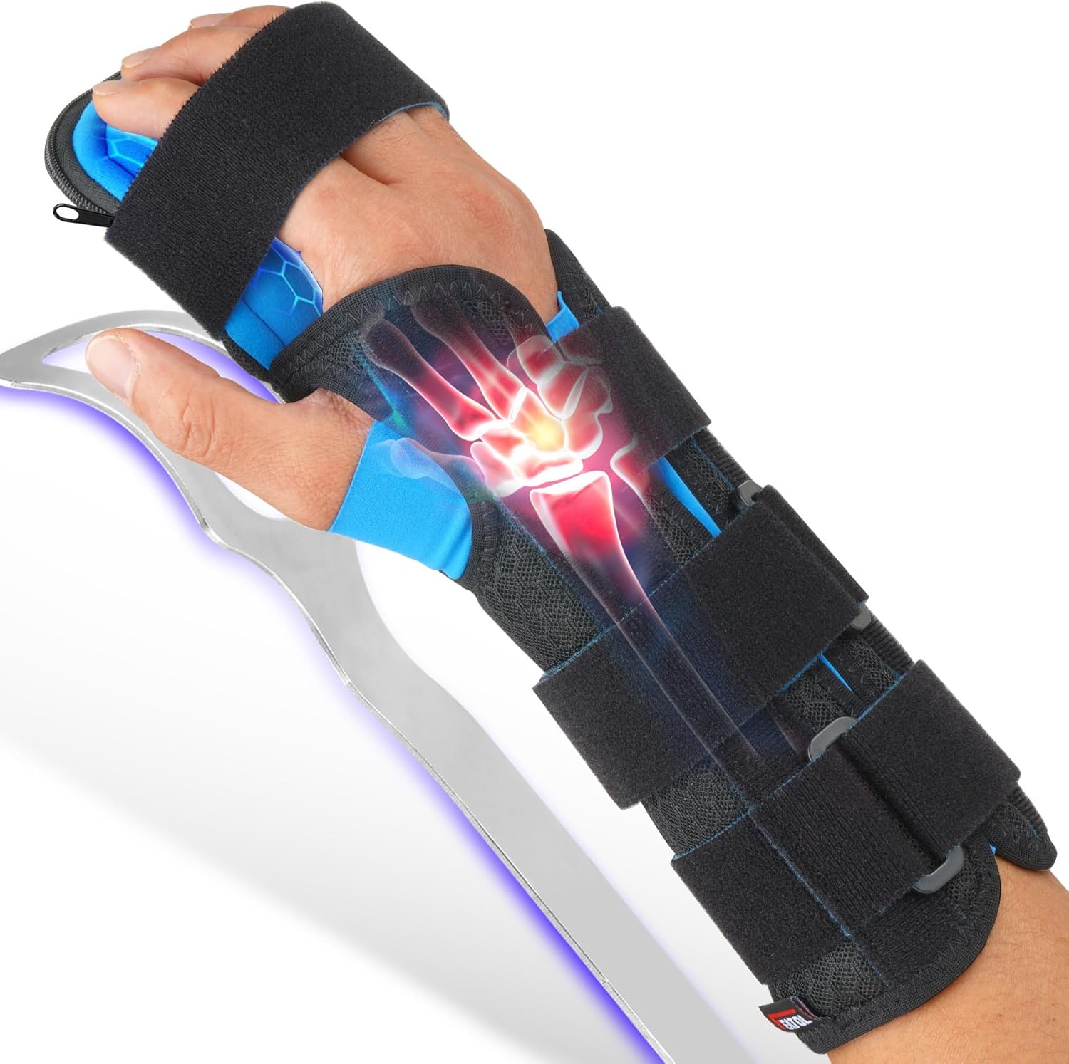 FEATOL Resting Hand Splint for Stroke, Wrist Finger Brace with Removable Metal Splint

