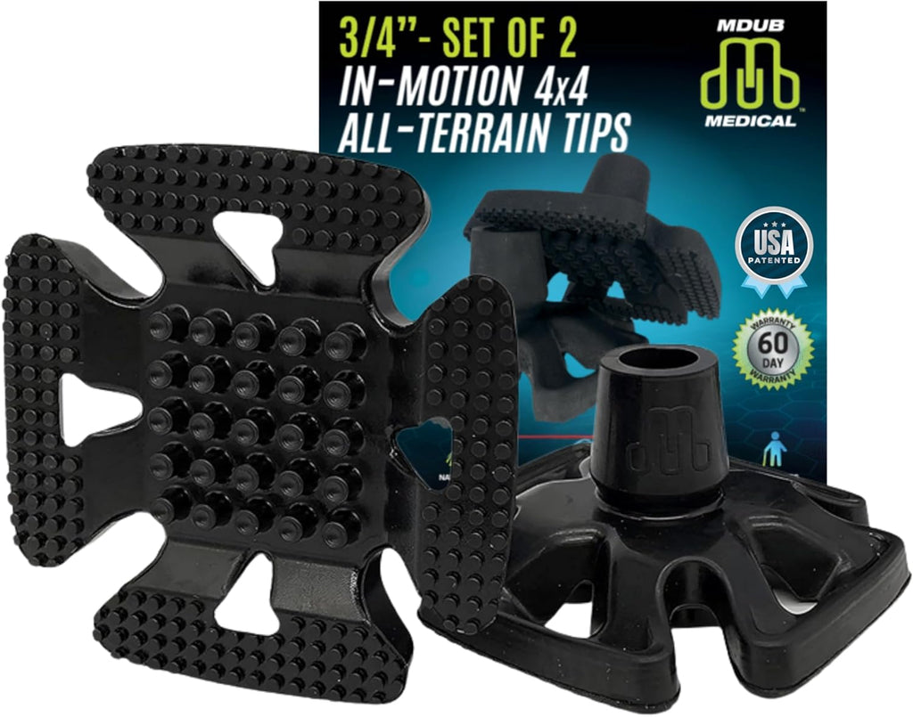 MDUB Medical All-Terrain Cane Feet for Walking Sticks, Heavy-Duty Rubber Traction


