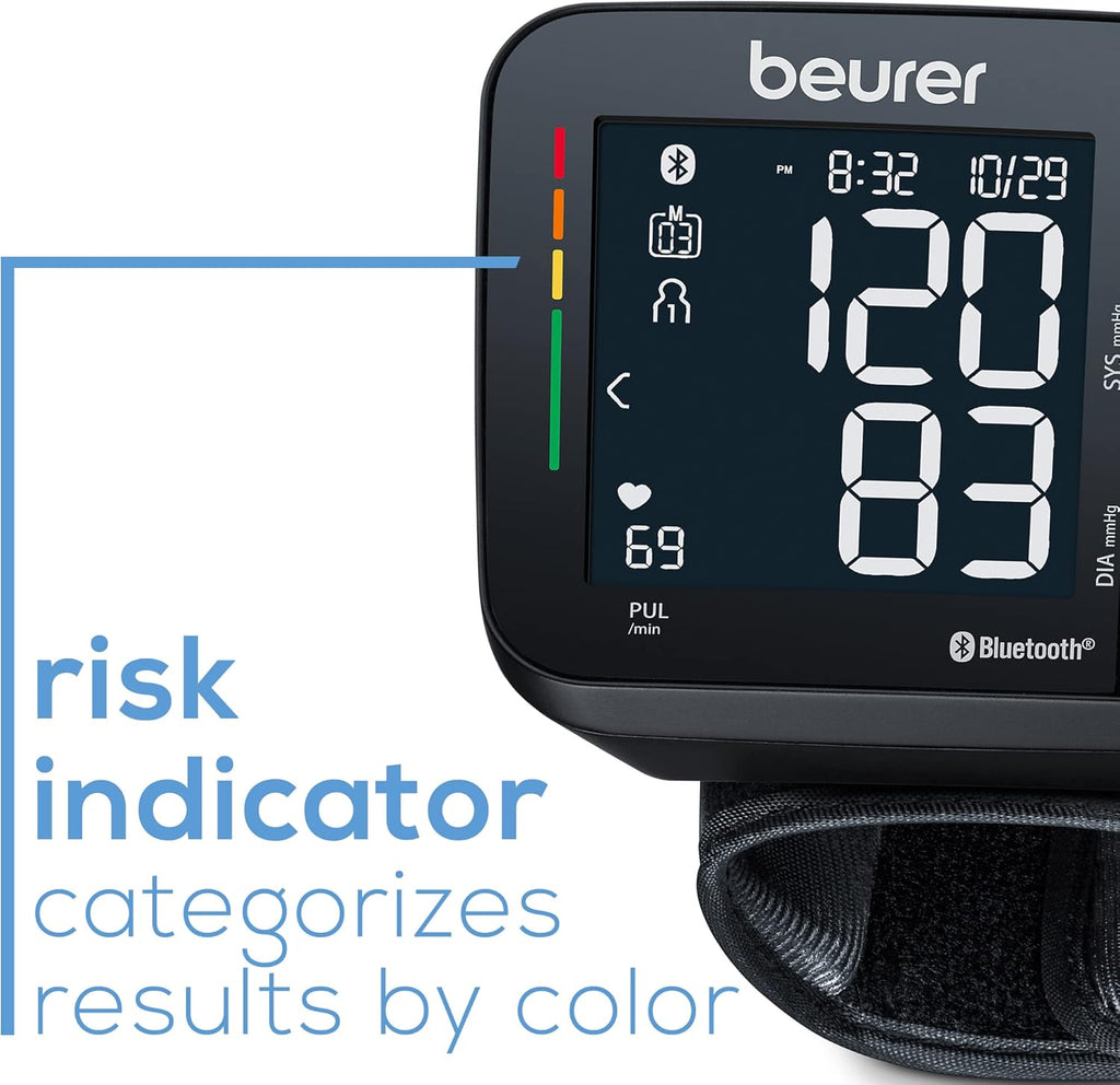 Beurer BC54 Wrist Blood Pressure Monitor with Bluetooth, Irregular Heartbeat, Display

