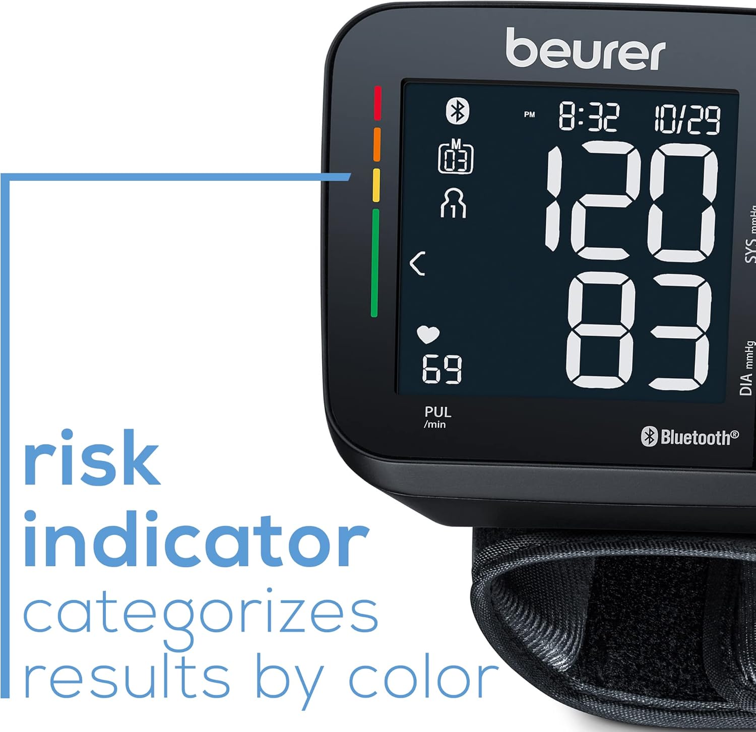 Beurer BC54 Wrist Blood Pressure Monitor with Bluetooth, Irregular Heartbeat, Display

