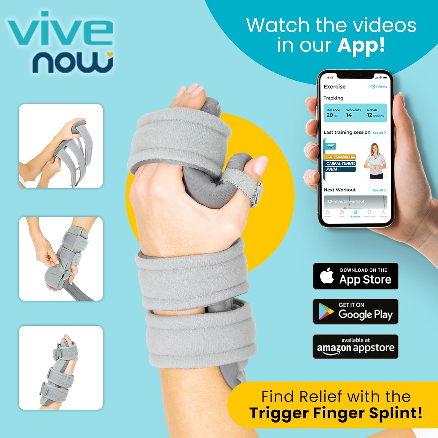 Vive Resting Hand Splint Thumb Stabilizer Wrist Finger Brace for Arthritis Pain

