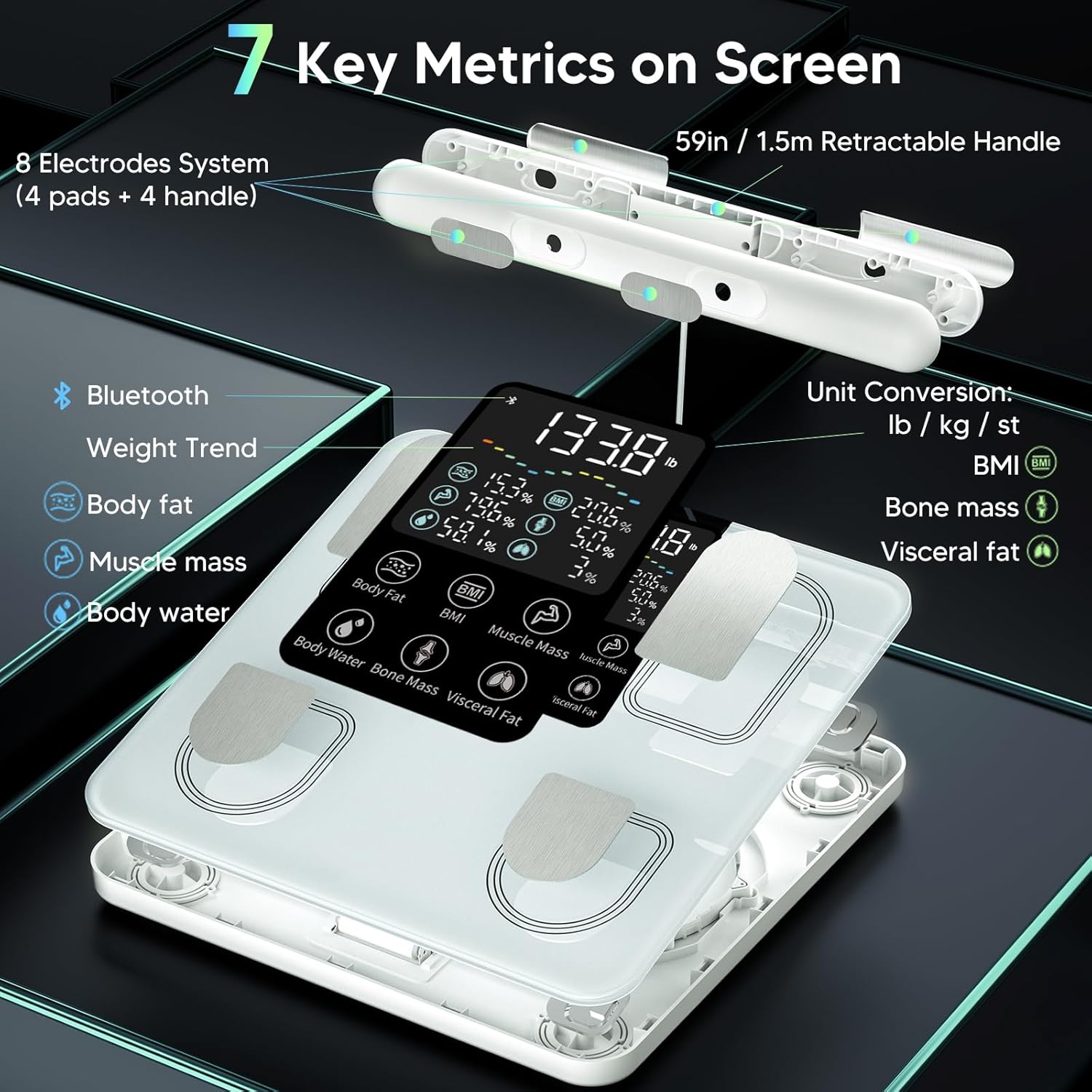 arboleaf Smart Body Weight Scale with BMI, Body Fat, Muscle Mass, Bluetooth

