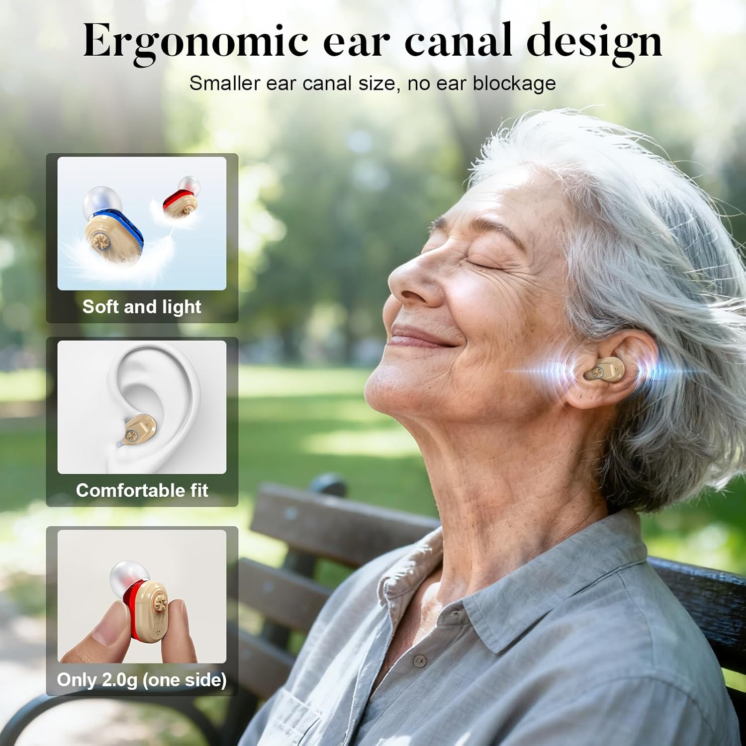 Rechargeable HD Digital Hearing Aids for Seniors with Noise Reduction and Charging Case

