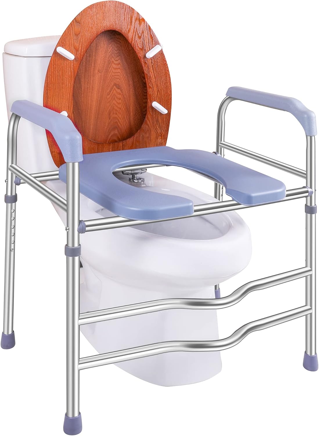 Deewow Raised Toilet Seat with Handles, Adjustable Height Safety Frame, 400 lb

