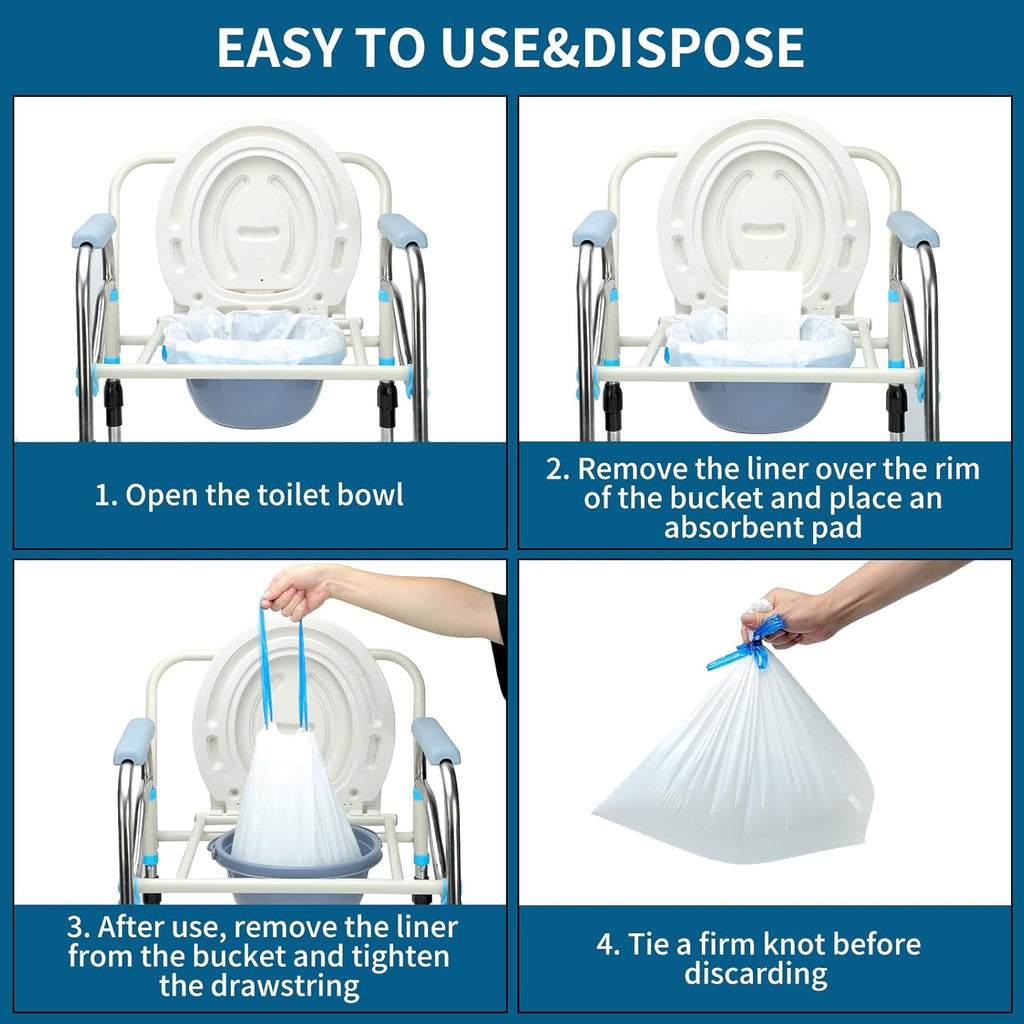 Sameky Commode Liners with Absorbent Inserts for Bedside Toilet and Potty


