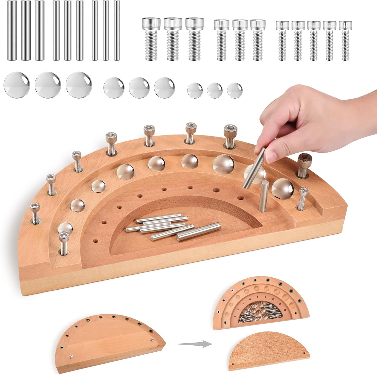 Triceratops Hand Therapy Finger Training Board, Wooden Dexterity Tool (27 Holes)

