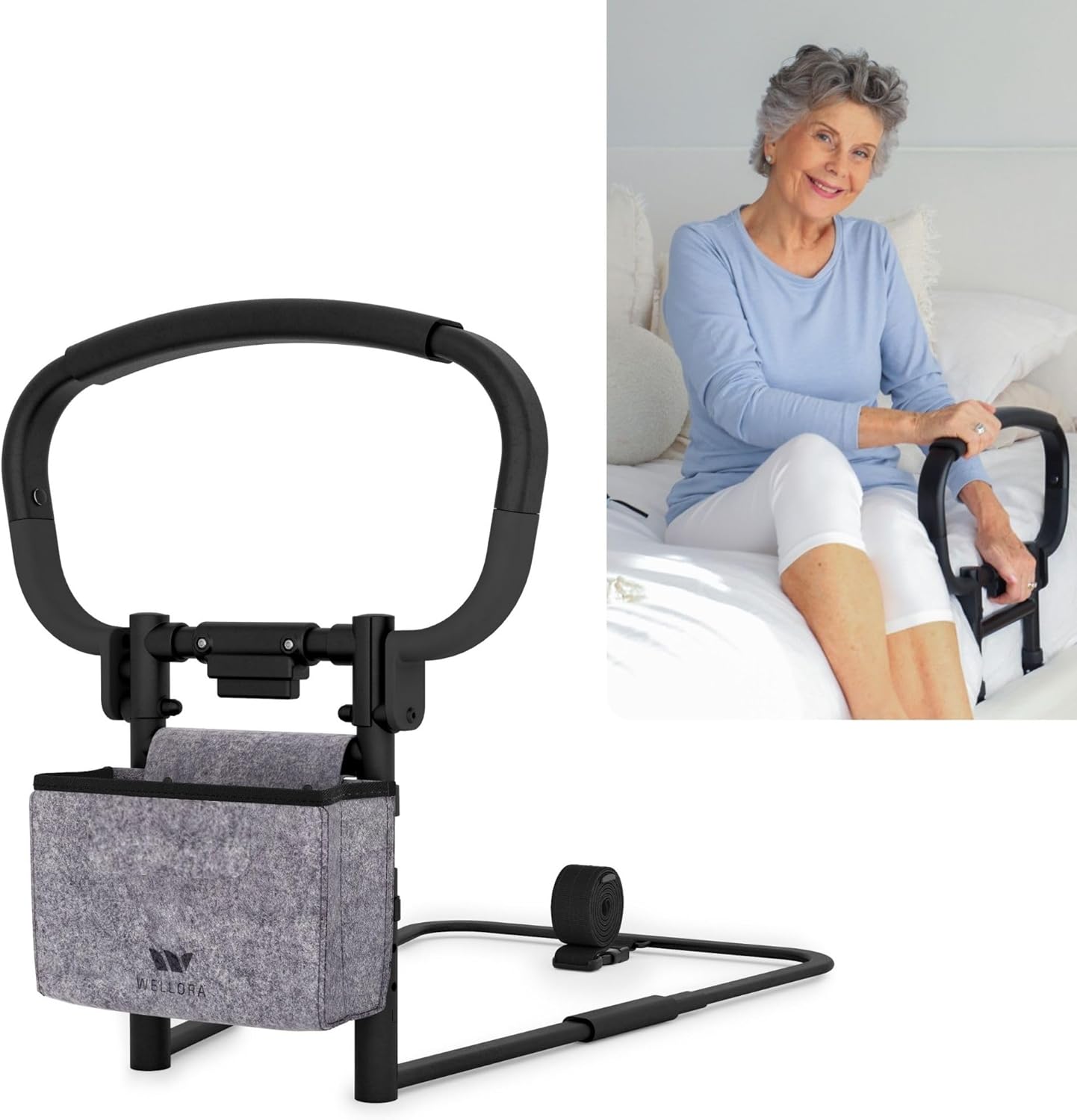 WELLORA Adjustable Foldable Bed Rail for Seniors, Safety Support Up to 330 lb

