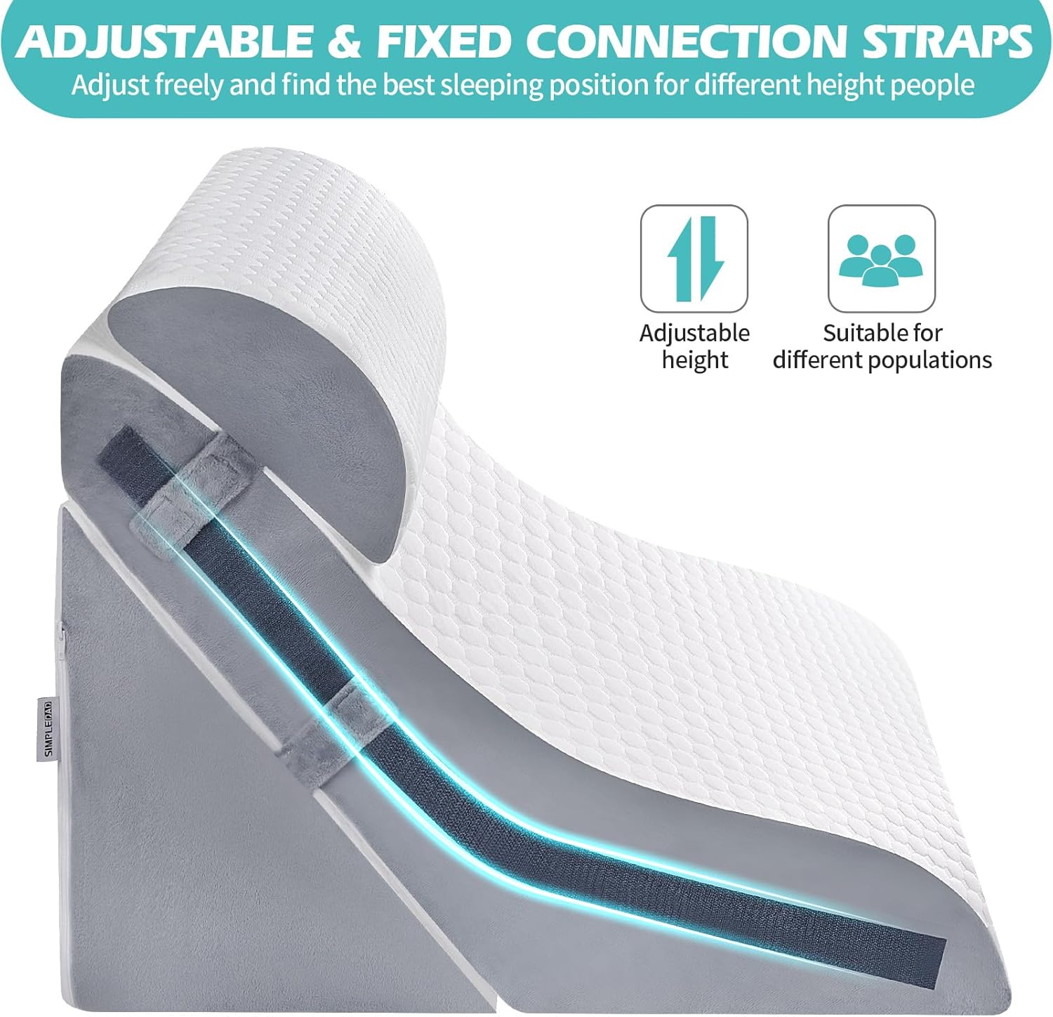 Bed Wedge Pillow Set for Sleeping, Memory Foam Incline Post Surgery Support

