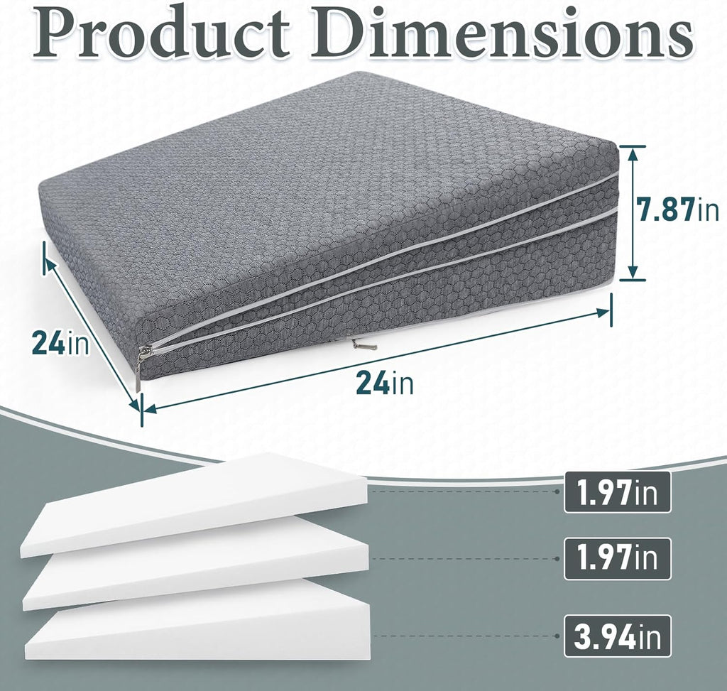 Adjustable Bed Wedge Pillow for Sleep Apnea, GERD, Snoring, Leg and Back Pain

