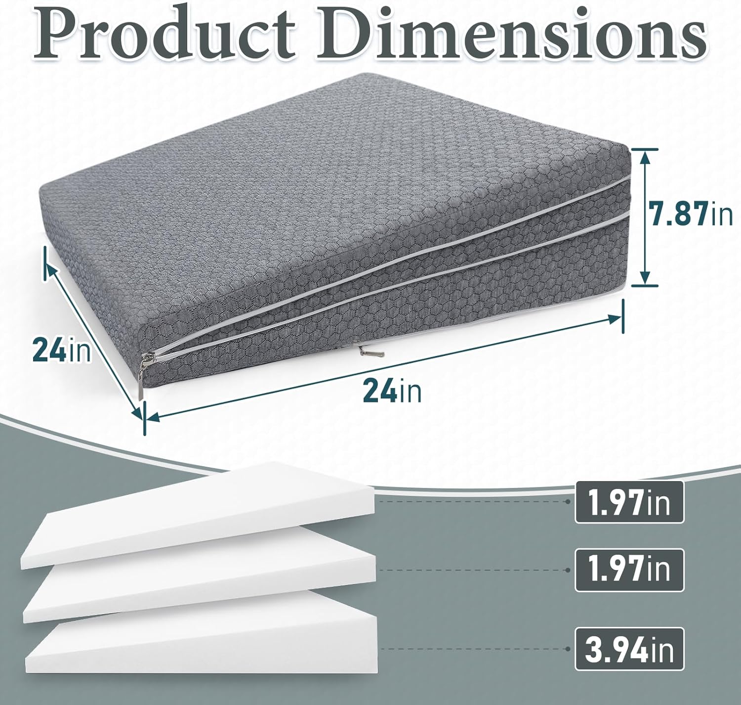 Adjustable Bed Wedge Pillow for Sleep Apnea, GERD, Snoring, Leg and Back Pain

