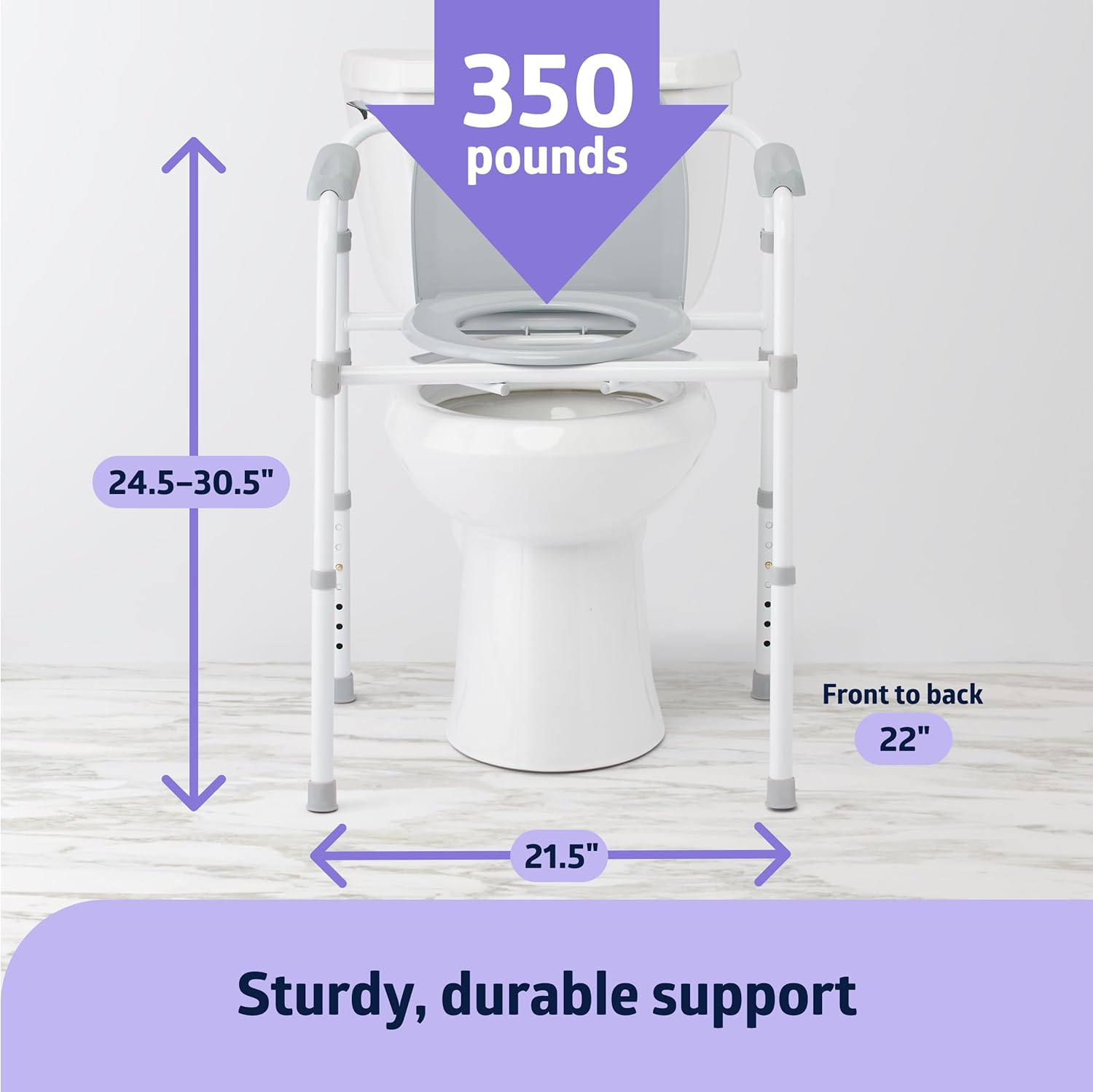 Medline 3-in-1 Folding Commode with Microban, Dark Gray, Portable, Adjustable

