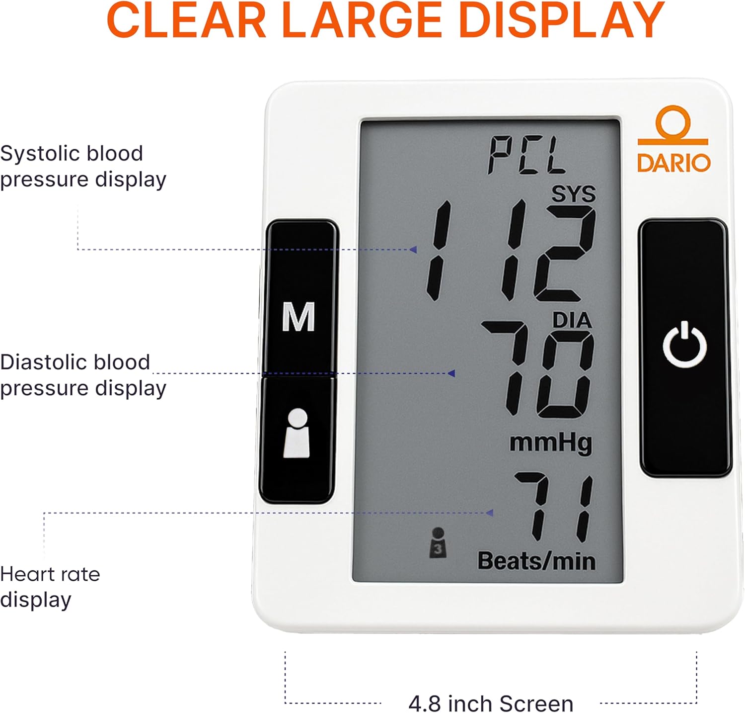Dario Premium Blood Pressure Monitor for Home Use, Adjustable Cuff, Bluetooth App


