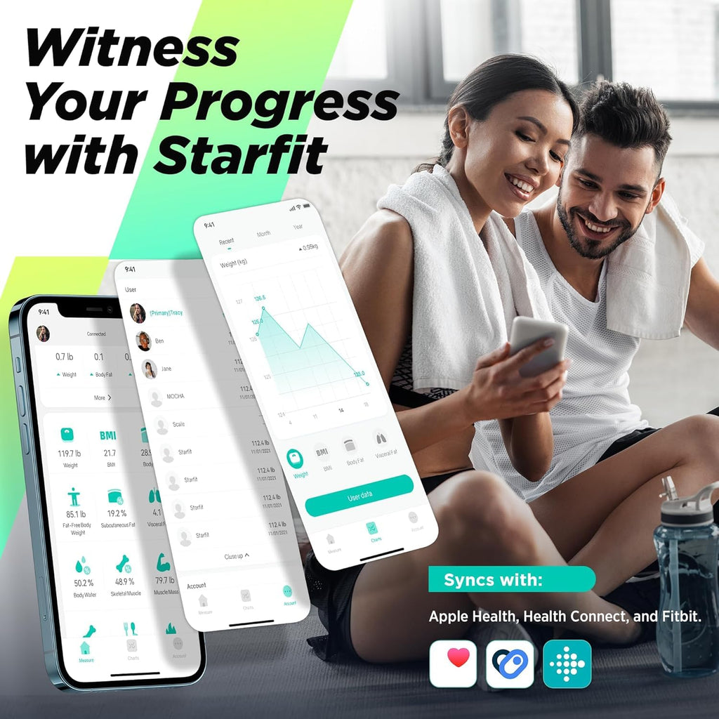 RunStar Smart Scale Digital Bathroom Scale for Body Fat, BMI & Heart Rate

