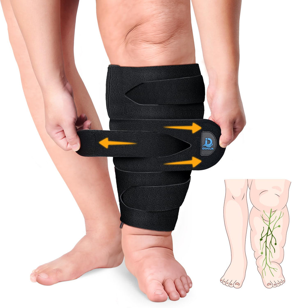iDonua Lymphedema Compression Wrap for Lower Leg, Adjustable Cross Straps

