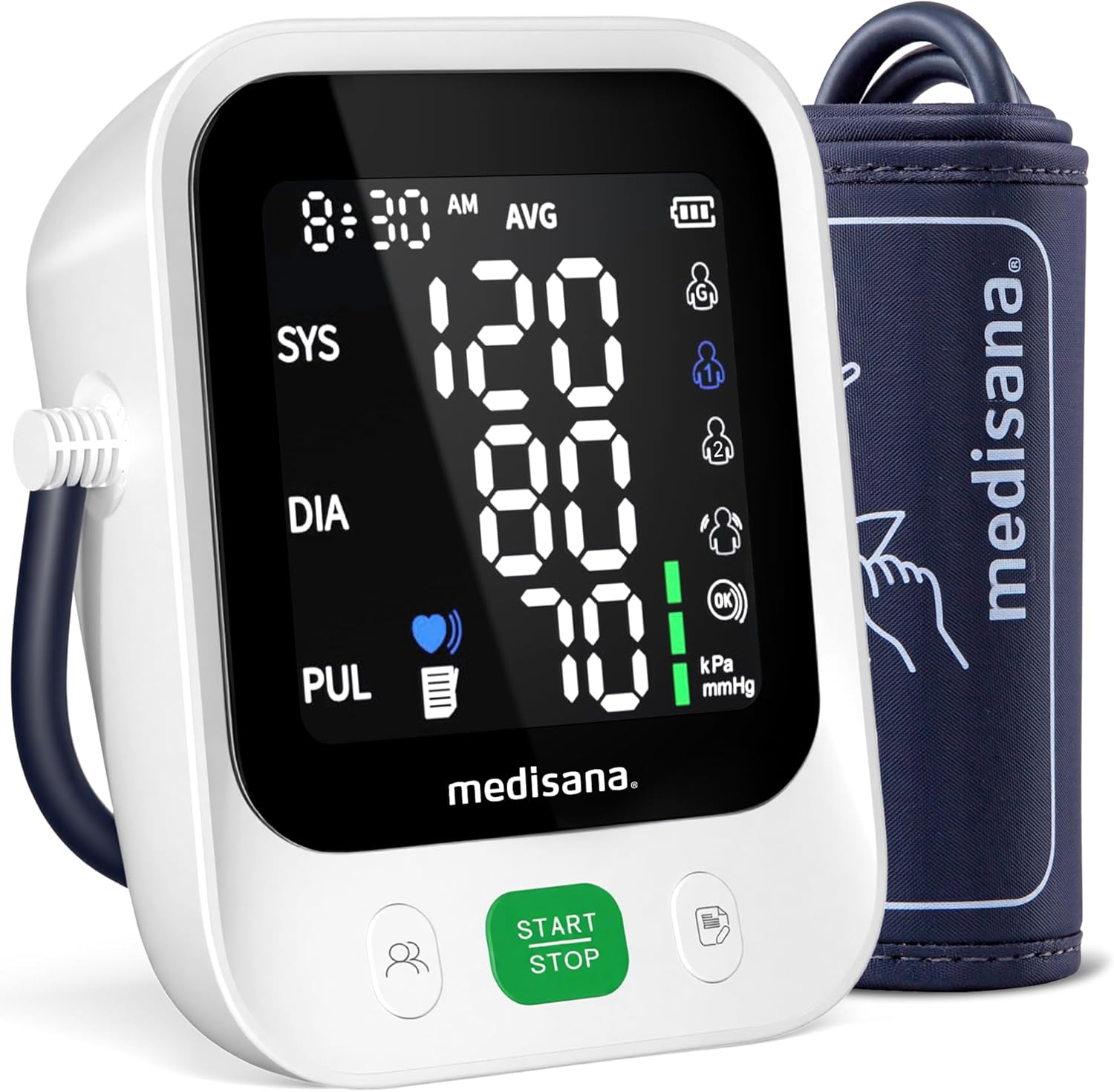 Medisana Automatic Upper Arm Blood Pressure Monitor, Large Cuff, Color Backlit Display

