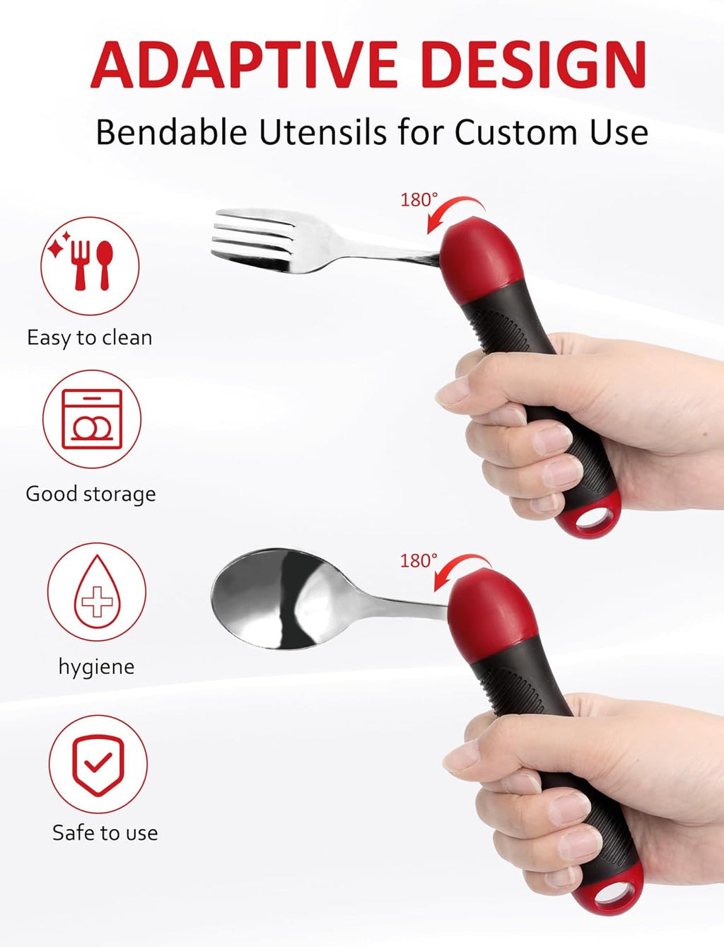 Adaptive Weighted Utensil Spoon and Fork Set for Weak Grip, Tremor, Arthritis

